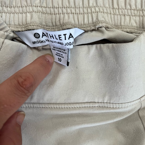 Athleta Brooklyn textured joggers- cream with leopard print - Picture 2 of 4